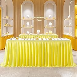 Partisky Yellow Polyester Table Skirt for Rectangle