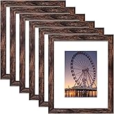 BESCRCL 8x10 Picture Frame Brown Set of 6, Display Pictures 5x7 with Mat or 8x10 Without Mat for Wall Mounting or TableTop