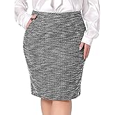Agnes Orinda Plus Size Skirt for Women Tweed High Waisted Back Stretchy Office Pencil Skirt