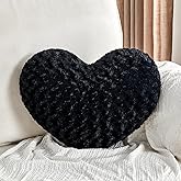 IREMATE Heart Pillow Black Throw Pillows, Soft and Fluffy Decorative Pillows for Bed Couch Chair, Cute Heart Shaped Room Decor for Valentine Anniversary Birthday Halloween Christmas (Small, 13"x10")
