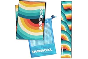 SHAKEitCOOL Original Cooling Towel – Be Cool in Style - Heat Relief, Soft, Lightweight, Sun Protection, Easy Clean - Perfect for Biking, Running, Yoga, Gym, Gardening - Retro