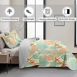 Tritard 3 Piece Coastal Quilt Sets Full/Queen Size