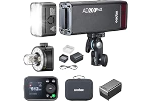 Godox AD200Pro Godox AD200 PRO II Outdoor Speedlite 200ws TTL HSS 1/8000s 2.4G Pocket Flash Strobe Monolight, Li-on Battery, 0.01-1.8s Recycling, 500 Full Power Flashes, Bare Bulb Head