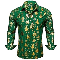 Barry.Wang Mens Christmas Shirts Xmas Shiny Holiday