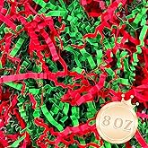 Zankubom 1/2LB Crinkle Cut Paper Shred Filler Great for Gift Wrapping, Basket Fillers, Birthday, Gift Wrapping, Anniversary, Halloween Christmas Party Decor Filling Supplies Red Green