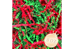 Zankubom 1/2LB Crinkle Cut Paper Shred Filler Great for Gift Wrapping, Basket Fillers, Birthday, Gift Wrapping, Anniversary, Halloween Christmas Party Decor Filling Supplies Red Green