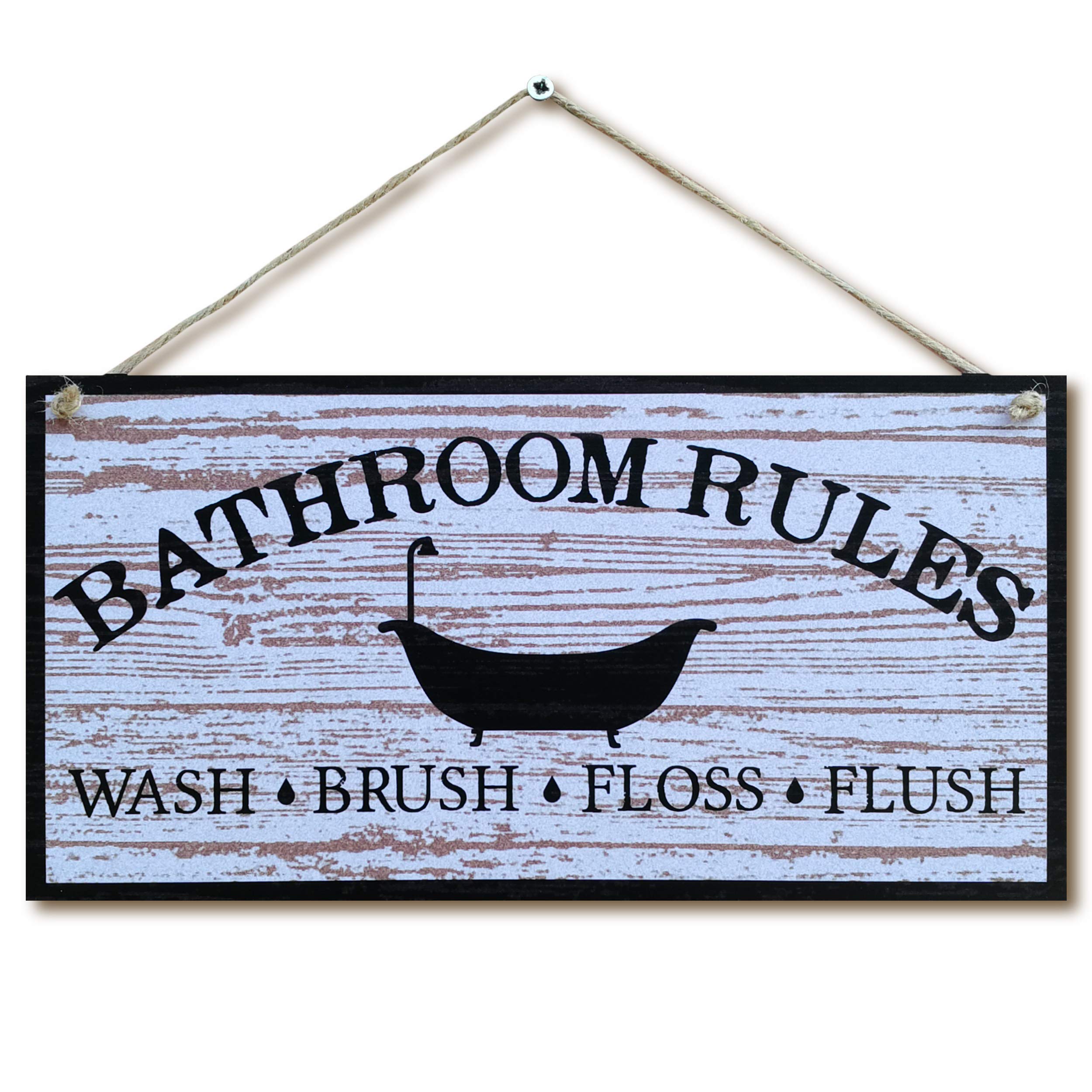 CARISPIBET Bathroom Rules | Home decoration sign simple and practical list bathroom rules house décor 6" x 12"