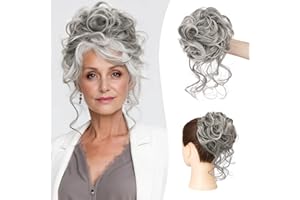 SOFEIYAN Messy Bun Hair Piece Curly Wavy Hair Bun Extensions Synthetic Tousled Updo with Tendrils Hairpieces Bun Donut Access