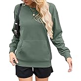 AUSELILY Women’s Crewneck Hoodless Sweatshirt Oversized Long Sleeve Pullover Tops with Pockets 2025 New X Decoration