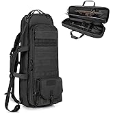 GOBUROS Tactical Rifle Bag Backpack Fits 28” Rifles, Soft Rifle Case with 3 Magazine Holders, Padded Shoulder Straps, Lockable Zipper and Molle System for Hunting and Shooting