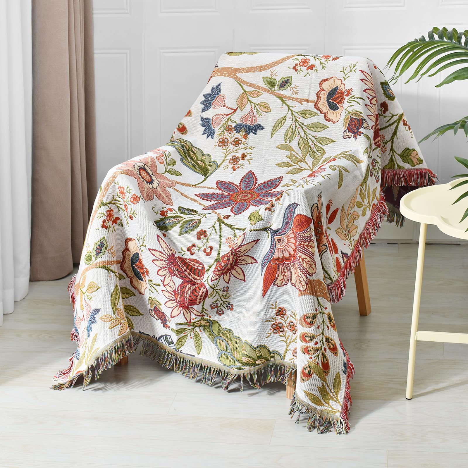 Shesyuki Boho Throw Blanket Reversible Cotton Bohemian Tapestry Hippie Room Decor Double Sided