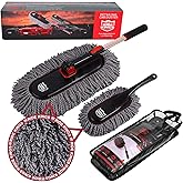 RIDE KINGS Car Duster Set, Car Duster Exterior Extendable Handle, Scratch Remover Large and Small Brushes Remove Dust Exterior Interior of RVs and Trucks,Microfiber Auto Interior Brush, 2-Packs
