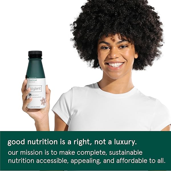 SOYLENT COMPLETE MEAL REPLACEMENT SHAKE, GINGERBREAD, 16G COMPLETE PROTEIN, READY-TO-DRINK PLANT BASED PROTEIN DRINK, 1G SUGAR, 11OZ (4 PACK)
