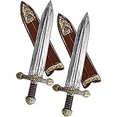 quescu 2Set Sword Toys,Plastic Roman Sword with Sheath,Medieval Warrior Costume Accessories for Halloween Cosplay LARP,Props