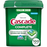 Cascade Complete Dishwasher Detergent Pods Fresh Scent Value Pack, Powerful Dishwasher Pods for Sparkling Clean Dishes, Grease-Fighting Dishwashing Detergent Tablets, 100 Count