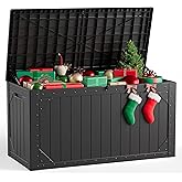 MAKE CHANGES Outdoor Storage Box,100 Gallon Deck Box Outdoor Storage Bench Outside Waterproof Resin Storage Bench, Lockable Patio Cushions, Garden Tools Storage For Furniture, UV Resistant