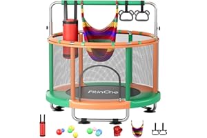 FITINONE 55" Toddler Mini Trampoline for Kids, Indoor Outdoor Toys with Swing, 440lbs Baby Kids Trampoline, Gymnastics Bar, Birthday Gifts for Boy Girl Age 1-8