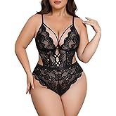 Avidlove Plus Size Lingerie for Women Sexy Deep V Lace Teddy Cut Out Lingerie Bodysuit 14-24 Plus