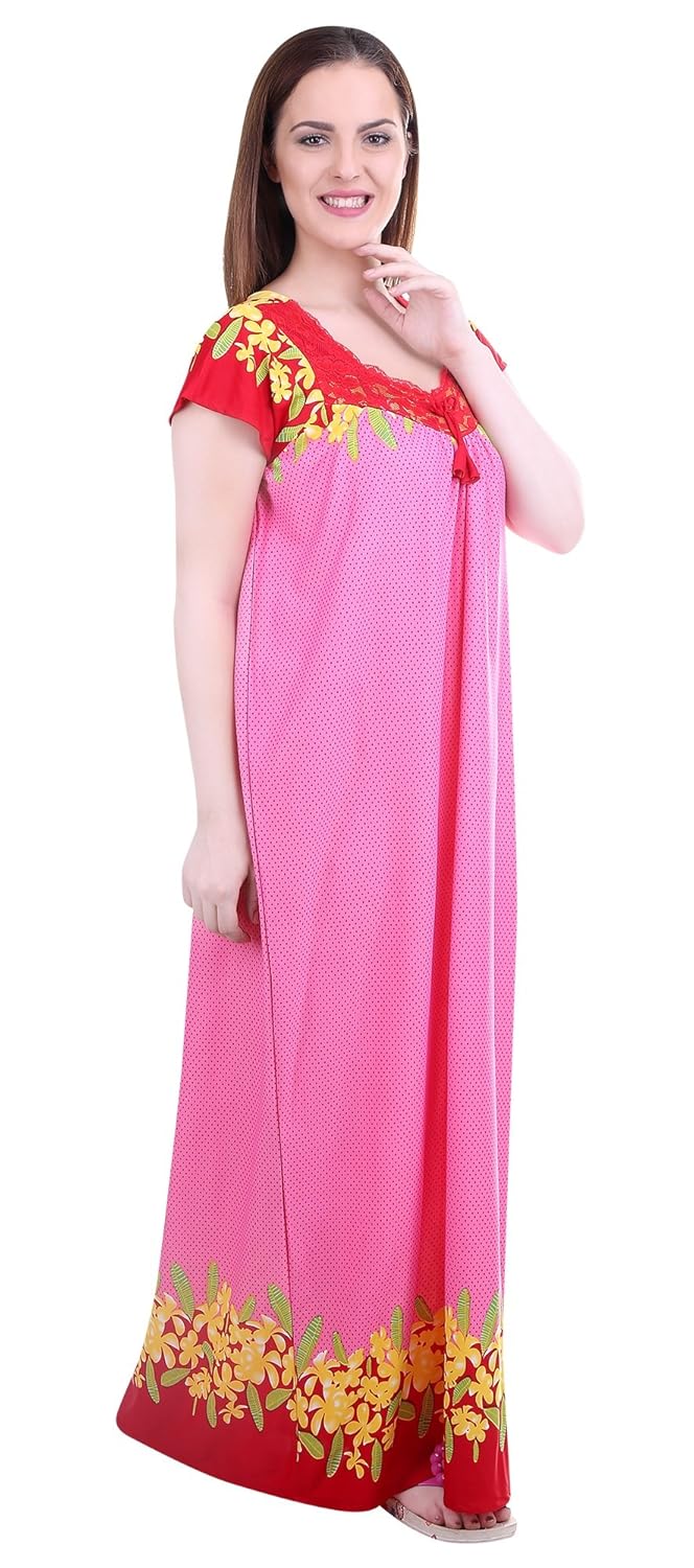 noty women's satin nighty - dotted print