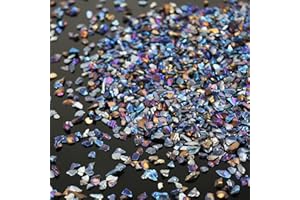 BONNY BOXX Irregular Crushed Glass Chips Sprinkles, 100g Metallic Chunky Glitter Stones for Nail Art, Resin Mold Filler, DIY Crafts, Vase Filler, Jewelry Making (Galaxy Blue)
