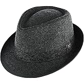 Ascentix Men's Wool Blend All Season Fedora Hat with Herringbone Band