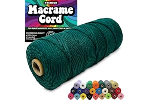 HIPPIE CRAFTER 3mm Macrame Cord 3mm Thick Cords for Macrame Yarn 100% Cotton Colored Macrame Rope Cord Natural Craft Cord String Yarn Supplies 325 Feet 3 mm Cotton Macrame Cord Thin Forest Green Macrame Supplies