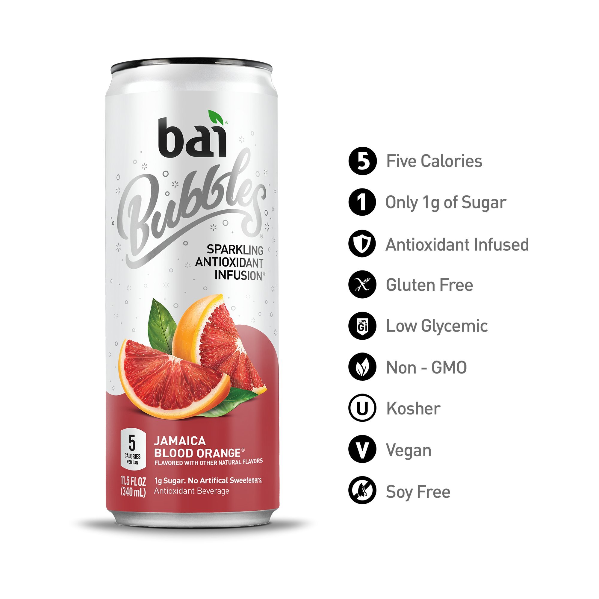Bai Bubbles, Sparkling Water, Jamaica Blood Orange, Antioxidant Infused