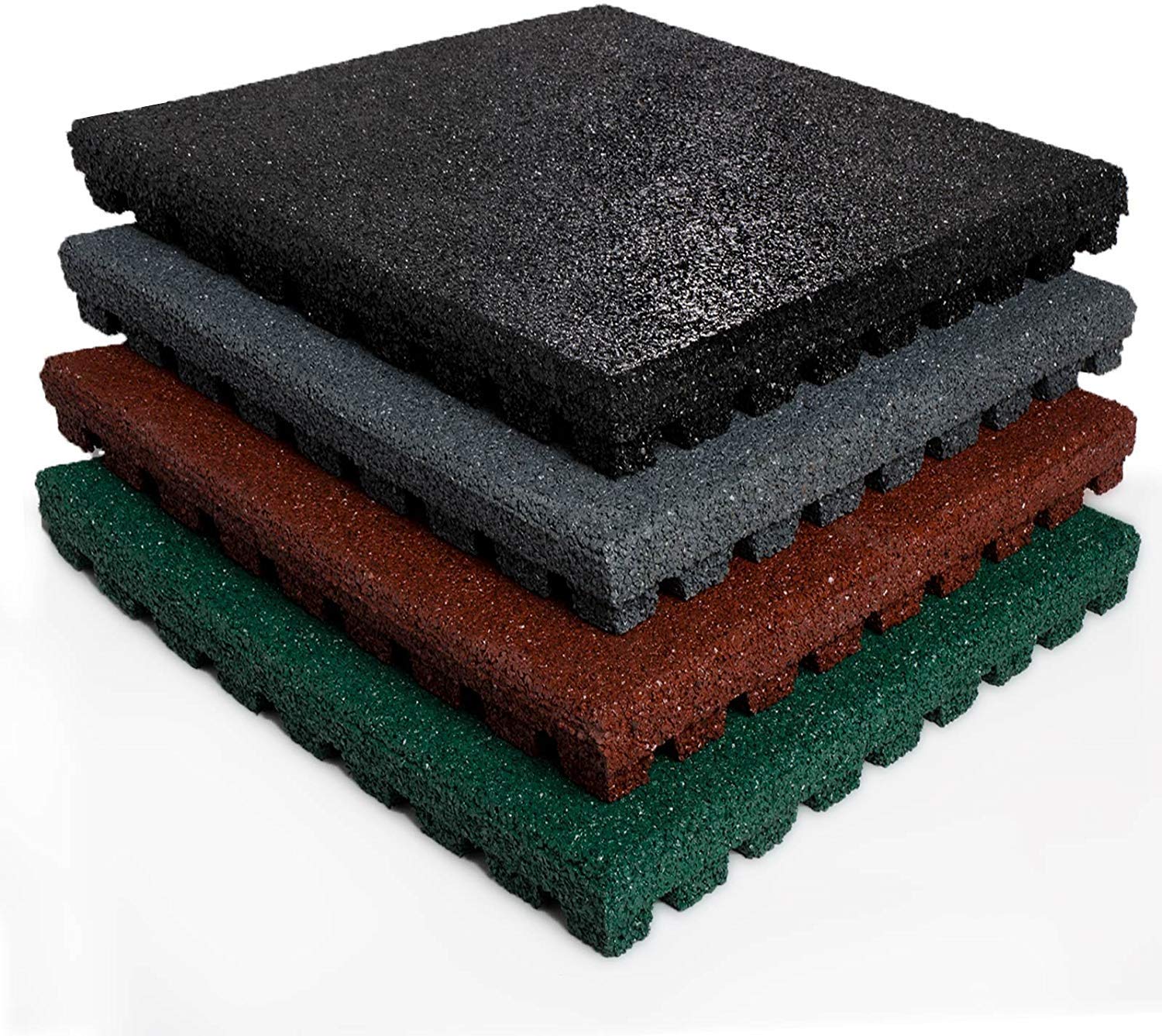 Fall Protection Mats in a Set | TÜV and Pollutant Tested | Thickness 25 mm | for Playground and Garden | 50x50 cm | Red