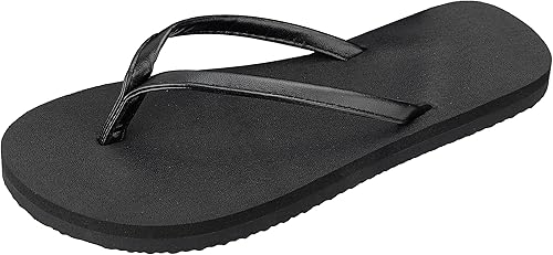 Amazon Com Ilovesia Women S Flip Flops Pu Leather Thongs Black