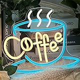 Coffee Neon Sign for Wall Decor, Ice Blue White