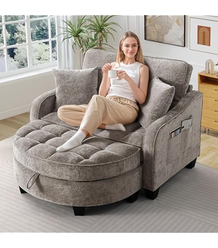 Amazon.com: ZX Design Oversized Chaise Lounge Chair with Ottoman