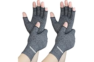 2 Pairs Arthritis Compression Gloves for Rheumatoid, Carpal Tunnel Pain, Hand Compression Gloves Fingerless for Typing, Work,