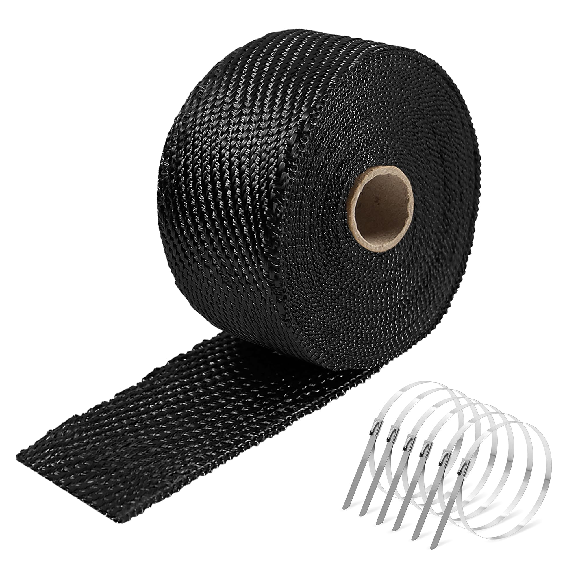 Photo 1 of Exhaust Heat Wrap,2”x 16 Ft, Motorcycle Fiberglass Heat Shield Tape With Stainless Ties, Black