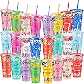 Bokon 24 Pcs Christian Cups Bulk Church Religious Gifts for Women Mom Mother Grandmother, Bible Verse Tumblers with Lid and Straw for Mother's Day Gifts (Floral Style)