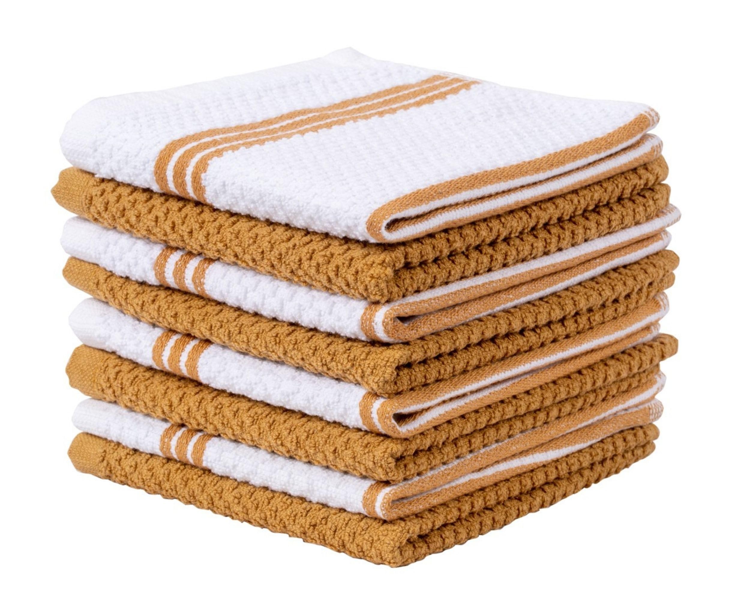 Living Fashions 8 Pack Dish Cloths for Washing Dishes - 100% Cotton Absorbent Dish Towels Size 12" x 12" - Perfect Rags for Washing Dishes - Kitchen Rags and Washcloths for Dishes (Brown)