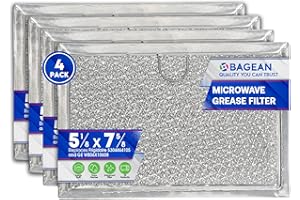 BAGEAN Microwave Filter Replacement 5.12” x 7.64” Fits Frigidaire 5304464105 WB06X10608 GE Microwave Filter - Aluminum Mesh Screen Grease Filter - Filters Air Entering Over the Range Oven Vent Fan (4-Pack)