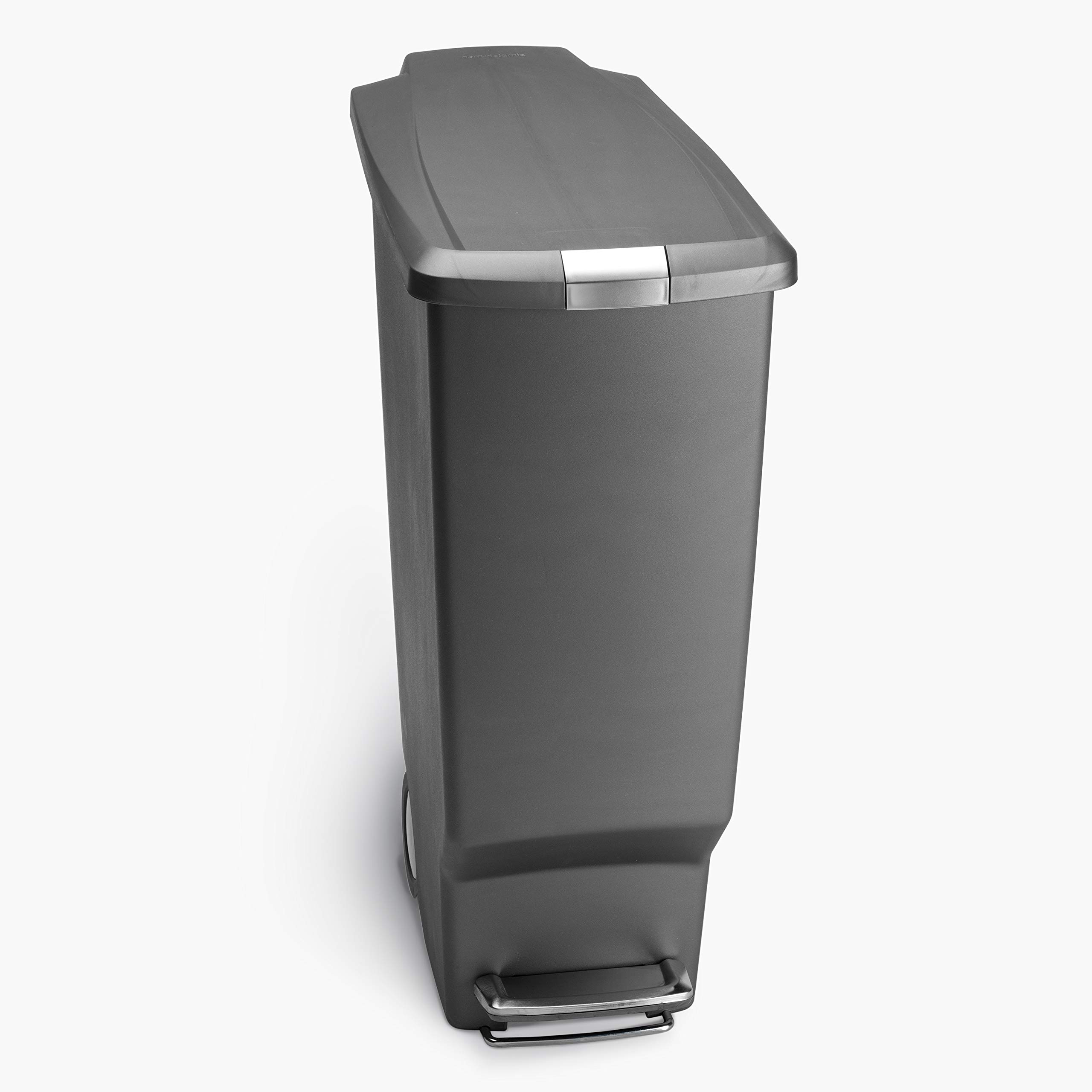 simplehuman CW1363 40L Slim Pedal Bin, Grey Plastic, W 26.0cm x H 61