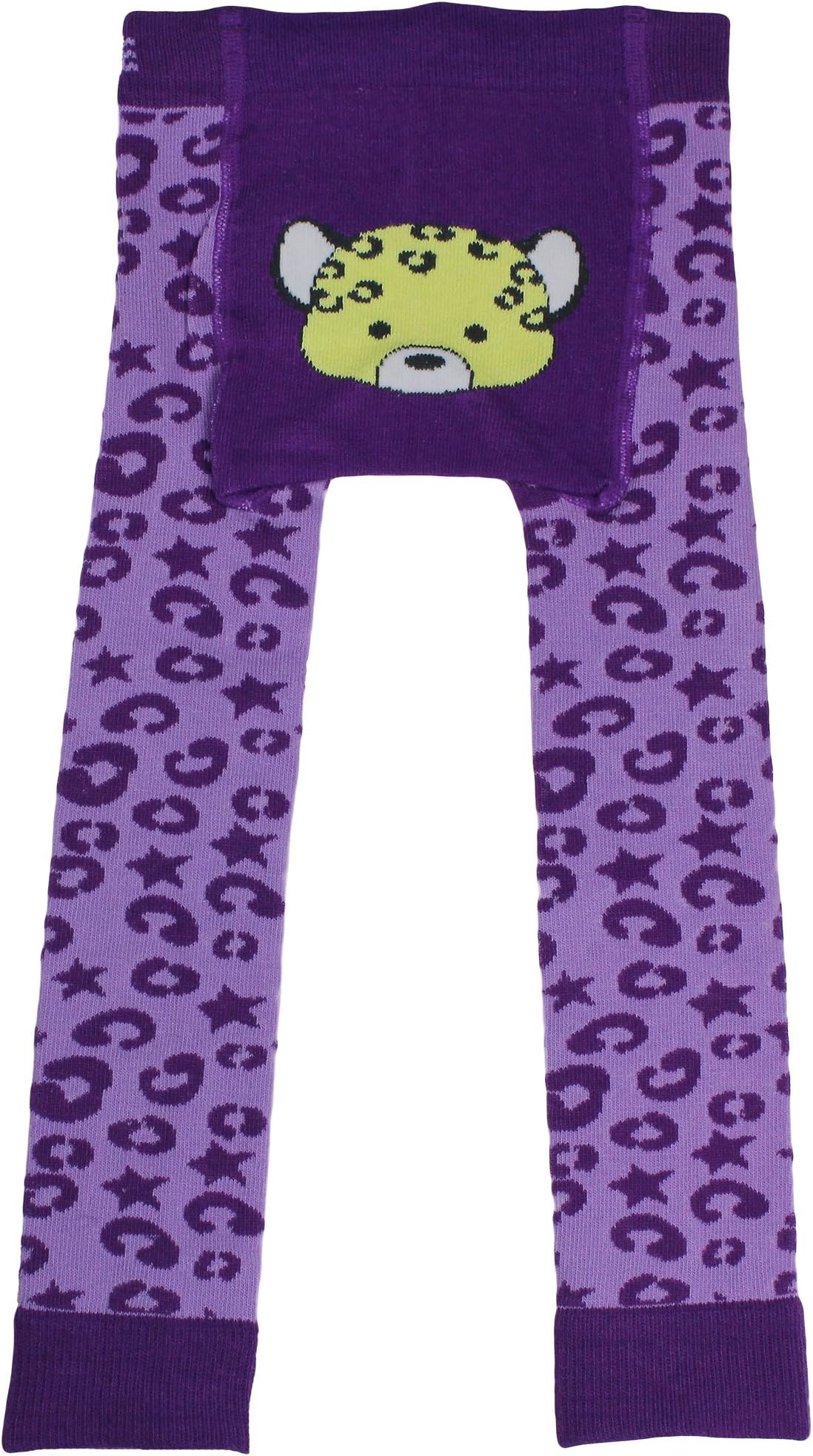 WADDLE Baby Girl Leopard Leggings Footless Baby Tights, 0-12 Months Purple Pants
