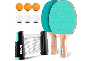 KIKILIVE Ping Pong Paddle Set with Table Tennis Net for Any Table, Tabletop Ping Pong Net for Indoor Outdoor Games with Paddl