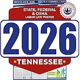 2026 Tennessee State and Federal Labor Law Poster - OSHA Workplace Compliant - Mandatory Regulations Posting for Employees - All in One Required Compliance Posting 17" x 40" - Laminated