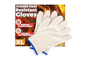 V TOWER Heat Resistant Gloves for Cooking & Grilling – Aramid Oven Mitts Gloves with Fingers, Short-Term Hand Protection up to 932°F and Secure Grip for Baking, Fryer, and BBQ