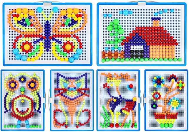 Amazon プラスチック 図形パズル 幼児 子供 知育パズル キノコ型 釘パズル ジグソーパズル ペグボード おもちゃ 色彩認識 想像力 創造力 発展させる こども用 知育玩具 ペグ くぎ 296個 ジグソーパズル おもちゃ