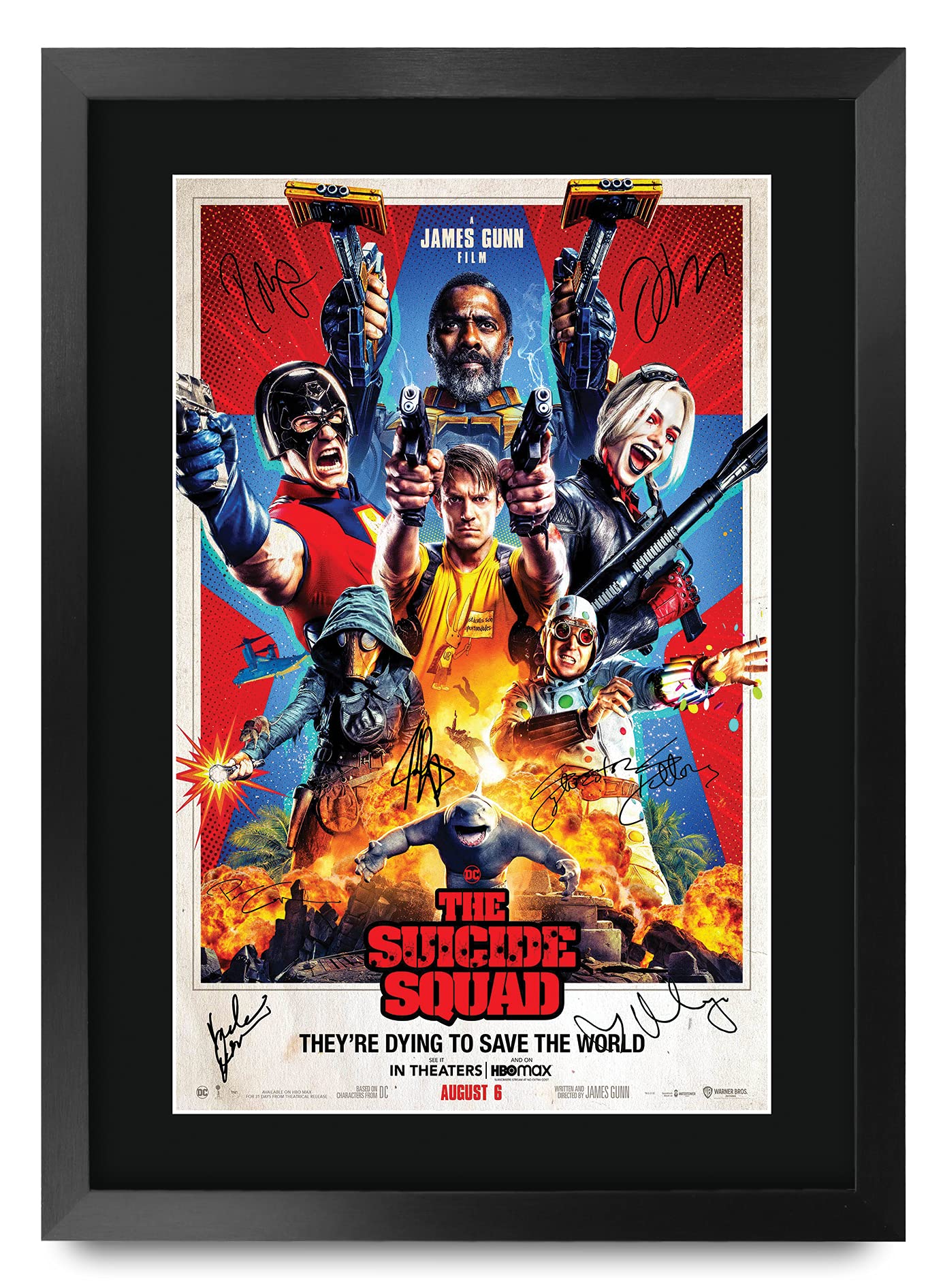 HWC Trading FR A3 The Suicide Squad 2 Margot Robbie, Jared Leto, Idris Elba Gifts Printed Poster Signed Autograph Picture for Movie Memorabilia Fans - A3 Framed