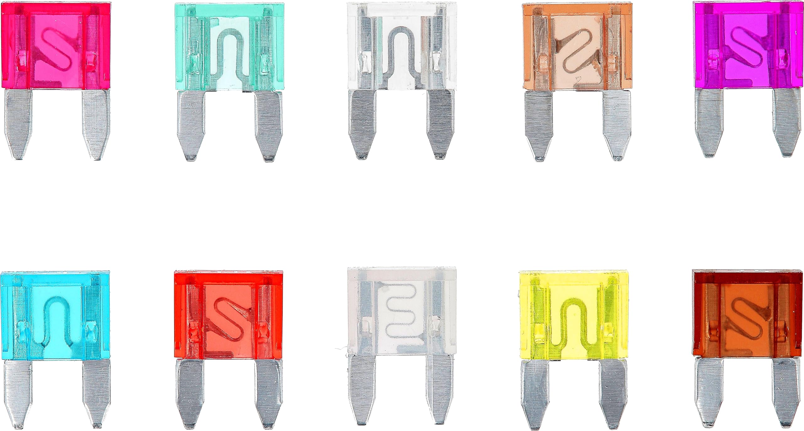 Assortment of Mini Flat Fuses 32V 2A-30A Pack of 10