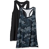 Amazon Essentials Women's Active Workout Quick Dry Tech Stretch Racerback Tank Top (Available in Plus Size), Multipacks