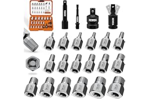 XEWEA 22PCS 3/8" Drive Screw Extractor Set, Multi-Spline Easy Out Bolt Remover Kit for Stripped Broken Bolts, Nuts & Screws, 