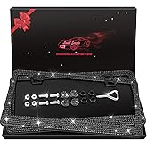 [2 Pack] Luxury Bling License Plate Frames - Hand-Set 1200+ Sparkly Crystals - Rust-Proof Stainless Steel Car Accessories for Women - Universal Fit Front and Rear Set