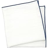 BELLUNO White Pocket Square with Embroidered Color Edge