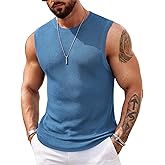COOFANDY Mens Casual Knitted Tank Tops Crew Neck Sleeveless Muscle T Shirts Summer Beach Tops