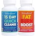 SkinnyBoost Fat Burn & 15 Day Quick Cleanse KIT-Vegan Capsules, Easy to Use: Detox, Supports Metabolism and Colon Cleanser, Made in The USA